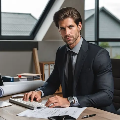 Un homme au bureau.